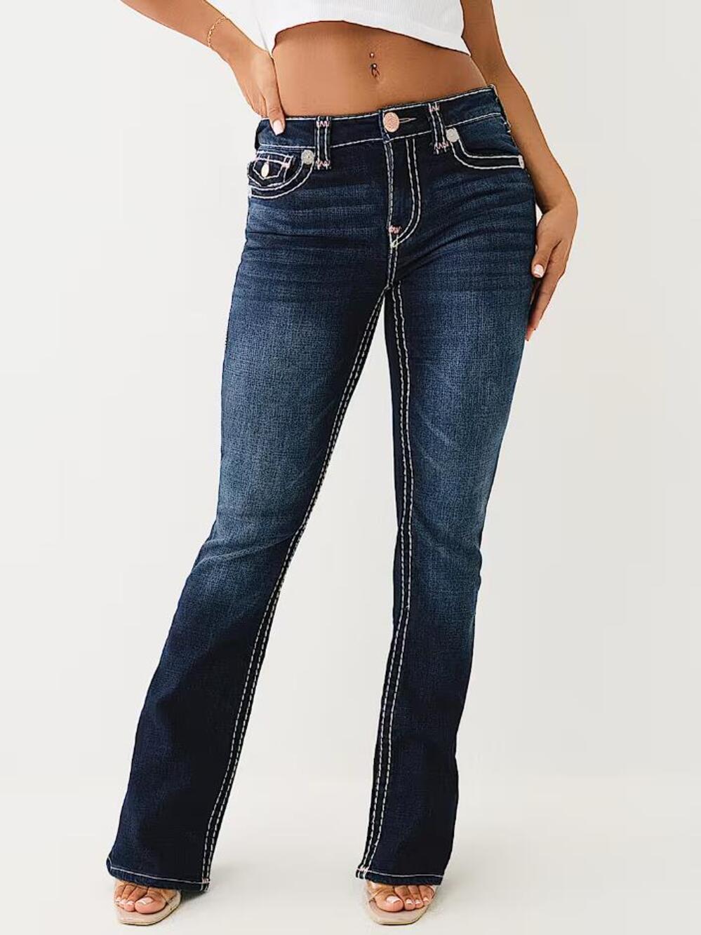 TRUE RELIGION Women's Becca Lurex Super T Bootcut Jean Size 28 In Dark Stone Fox